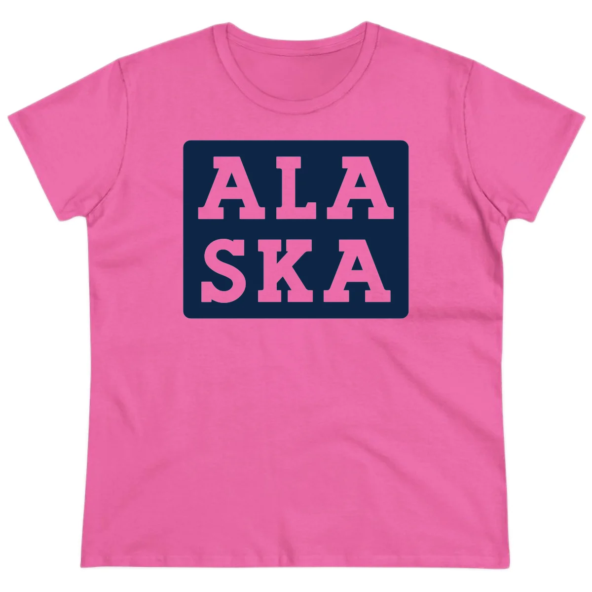 Alaska Cruise Pun Lettering Design Ladies Tee in Azalea