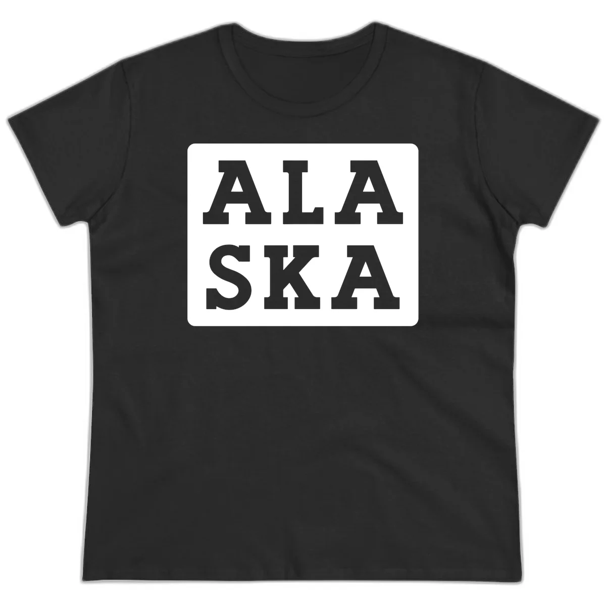 Alaska Cruise Pun Lettering Design Ladies Tee in Black