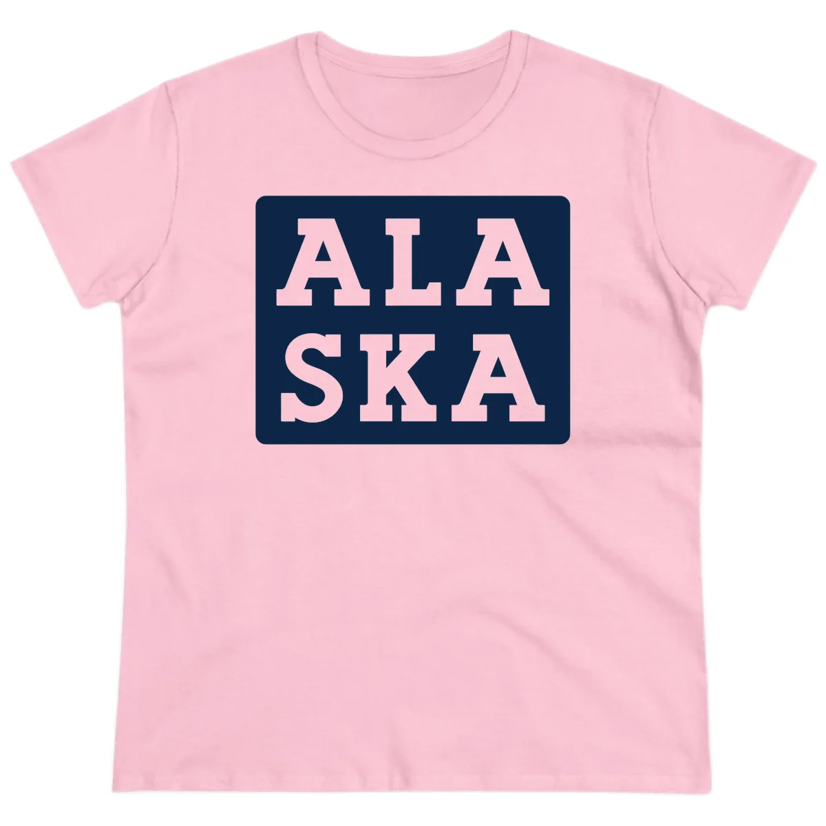Alaska Cruise Pun Lettering Design Ladies Tee in Light Pink
