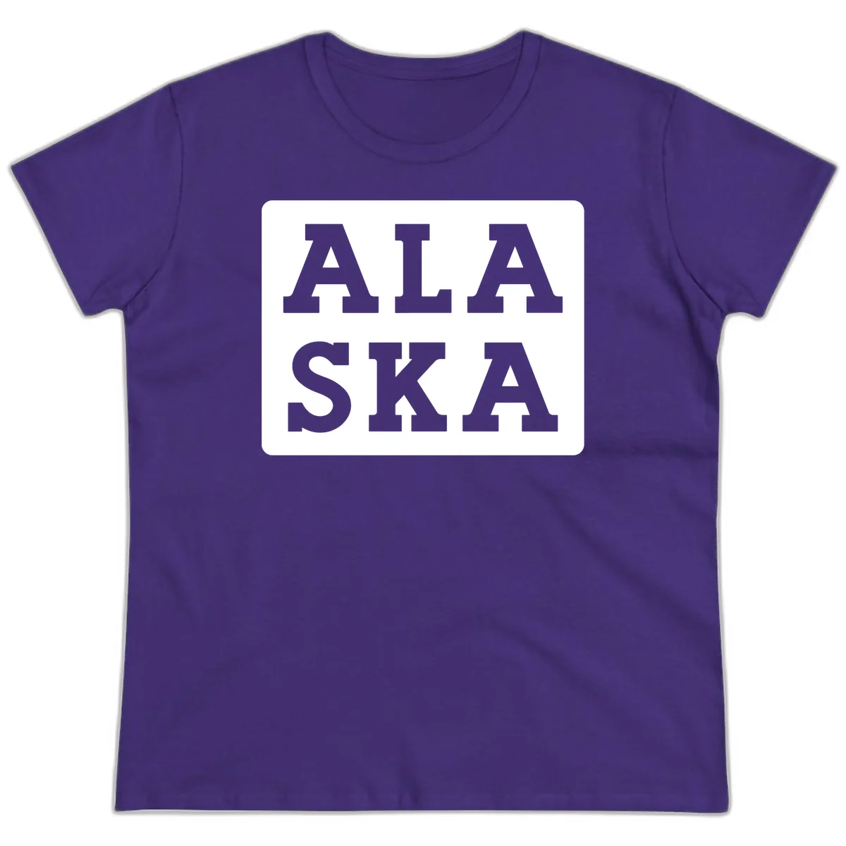 Alaska Cruise Pun Lettering Design Ladies Tee in Purple