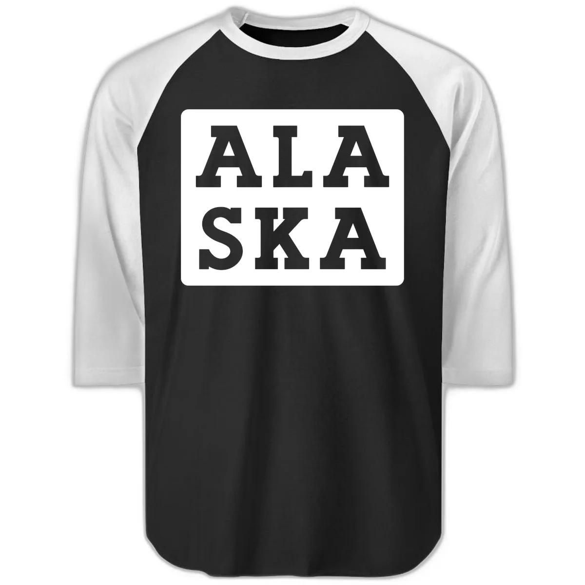 Alaska Cruise Pun Lettering Design Raglan 3/4 in Black White