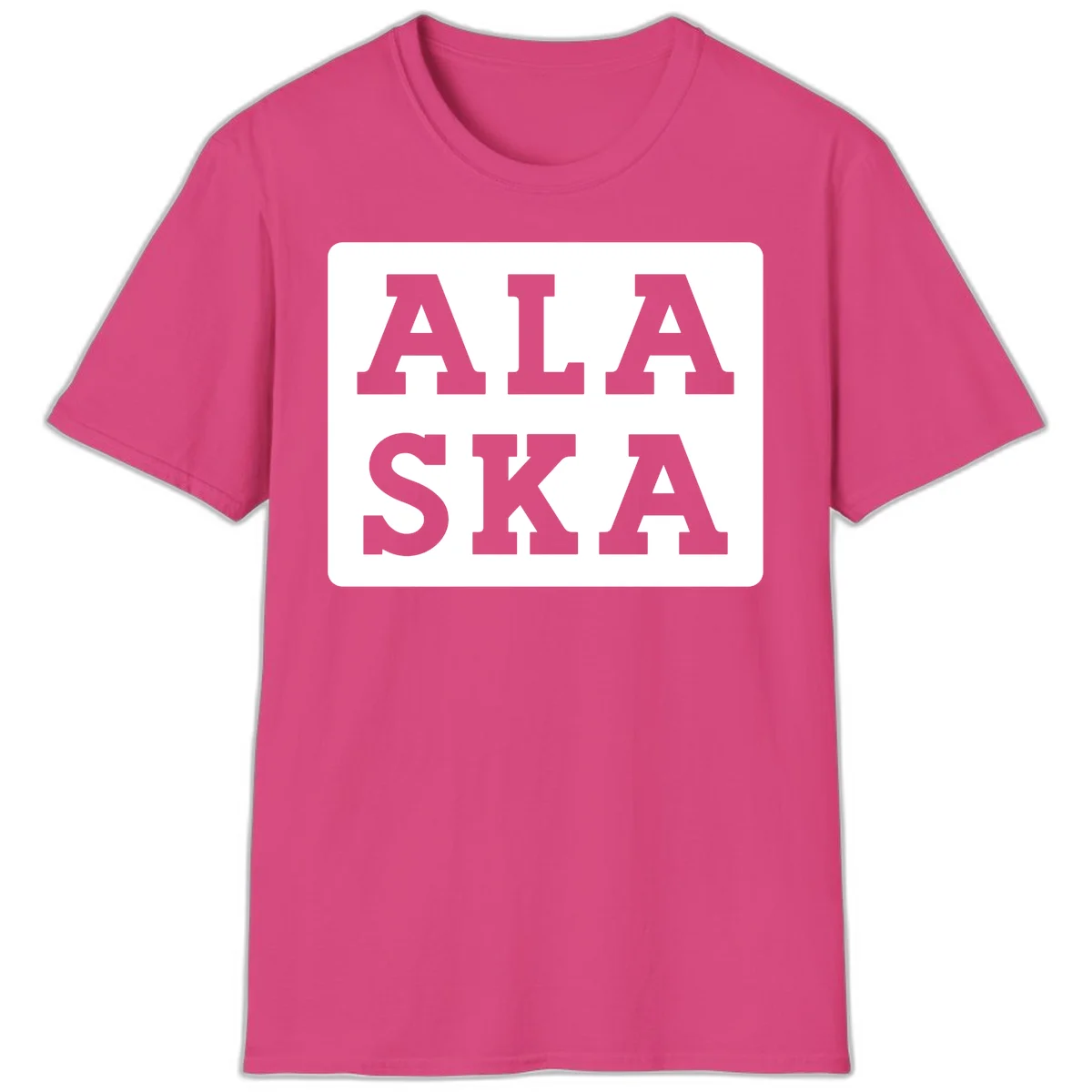 Alaska Cruise Pun Lettering Design T-Shirt in Heliconia