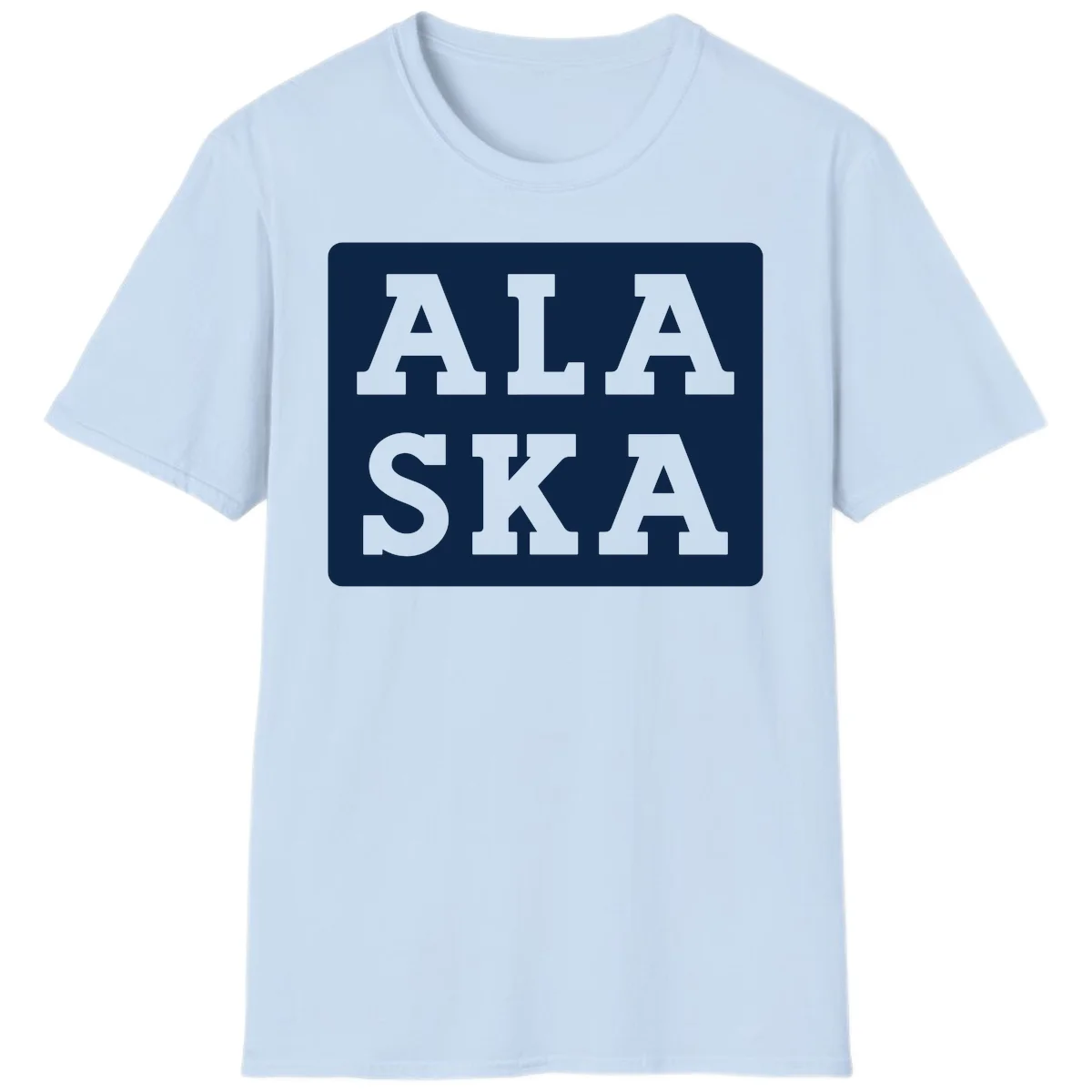Alaska Cruise Pun Lettering Design T-Shirt in Light Blue