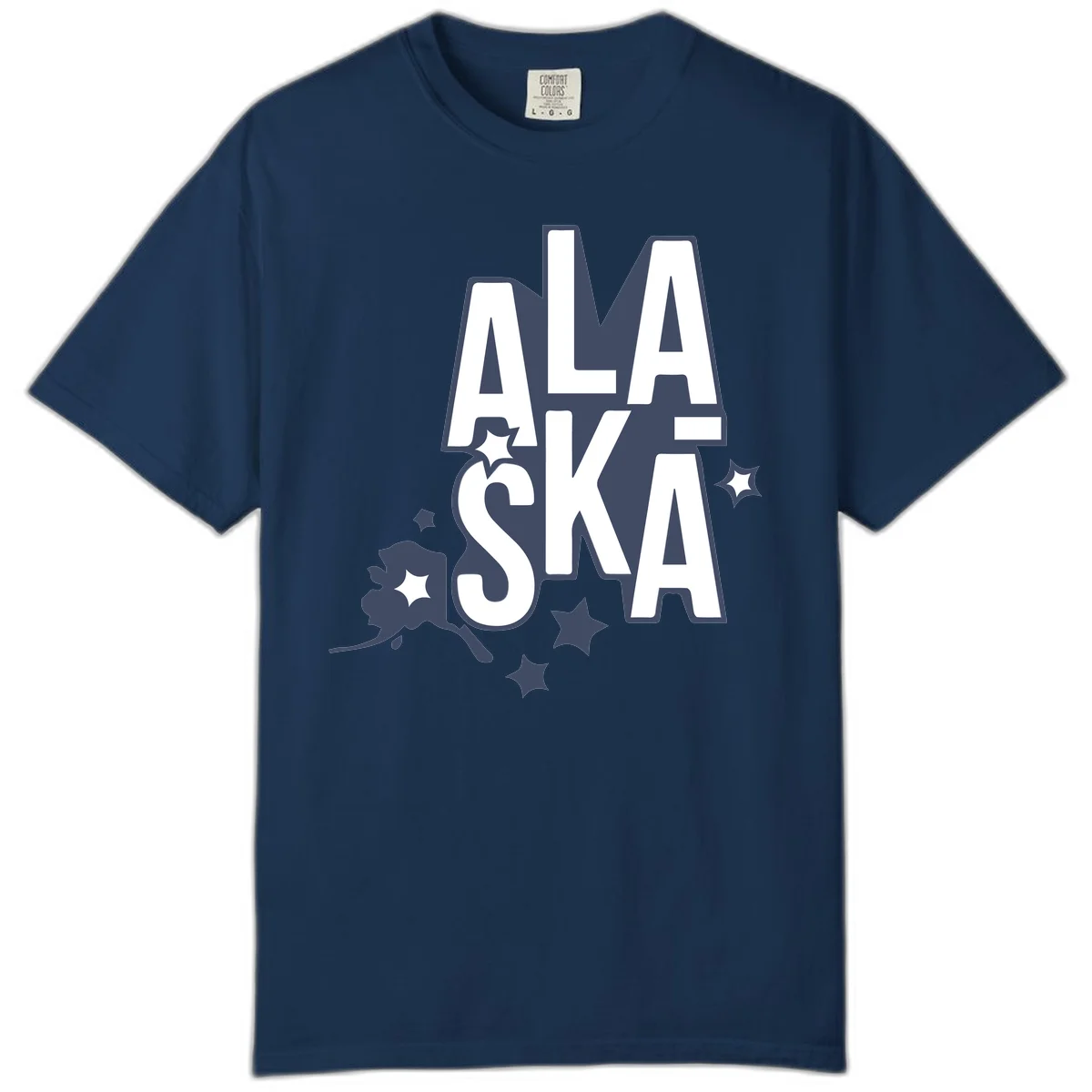 Alaska Bound Adventure Typography Comfort Color in Navy
