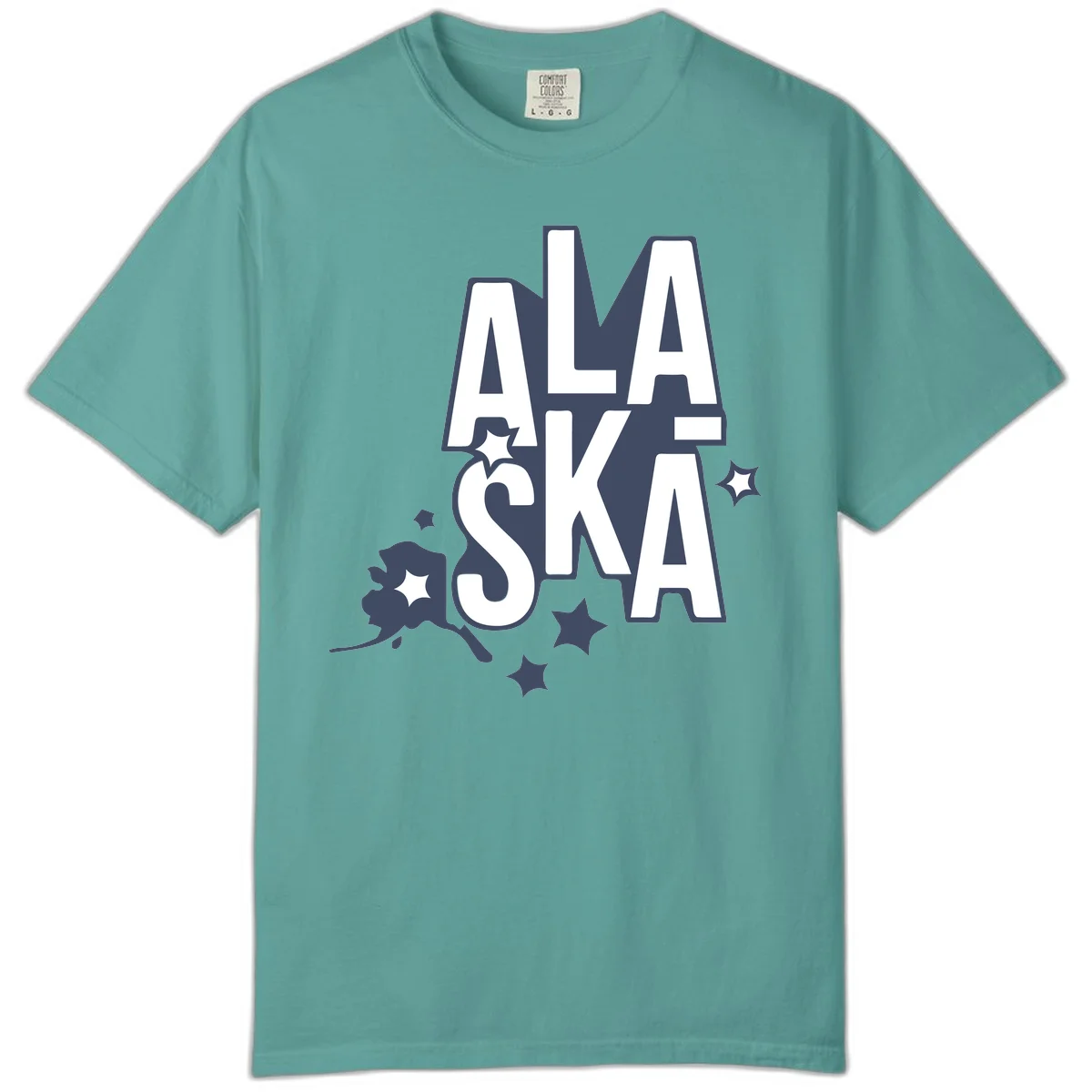 Alaska Bound Adventure Typography Comfort Color in Seafoam