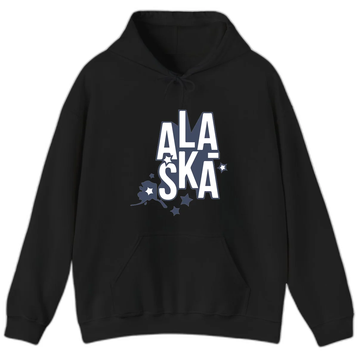 Alaska Bound Adventure Typography Hoodie in Black