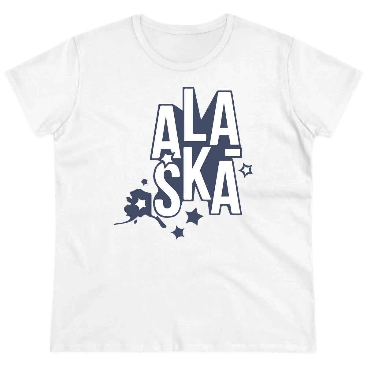 Alaska Bound Adventure Typography Ladies Tee in White
