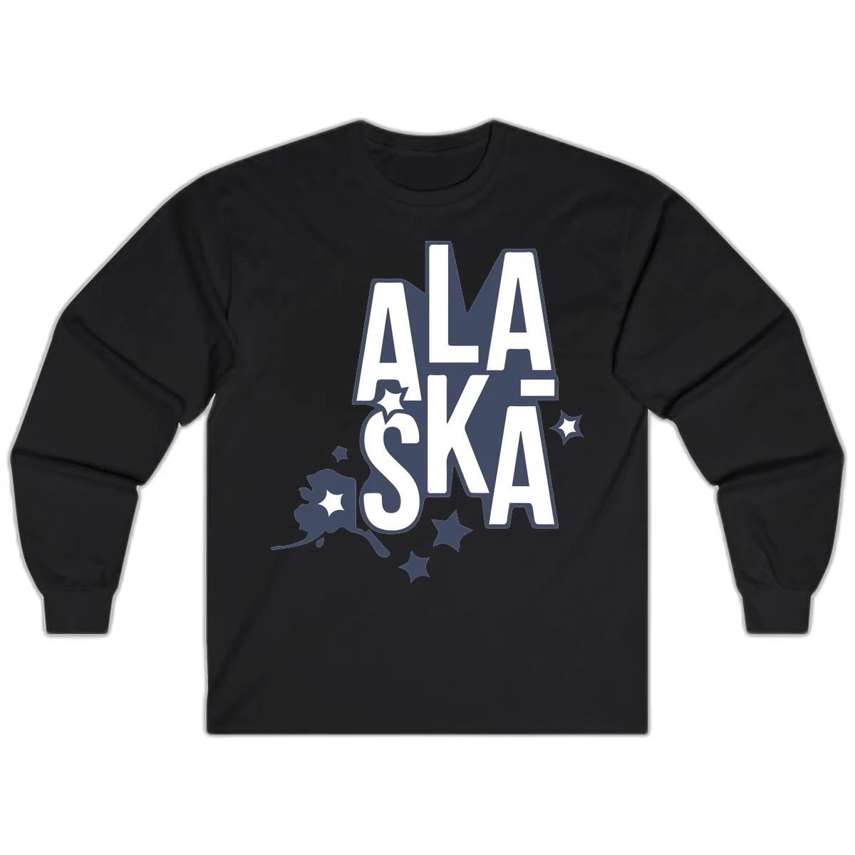 Alaska Bound Adventure Typography Long Sleeve in Black