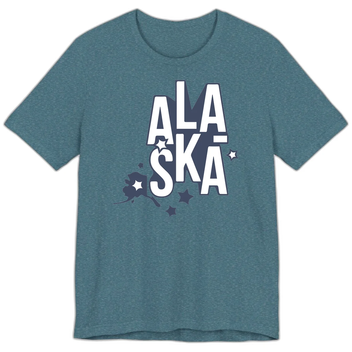 Alaska Bound Adventure Typography Premium Tee in Heather Deep Teal