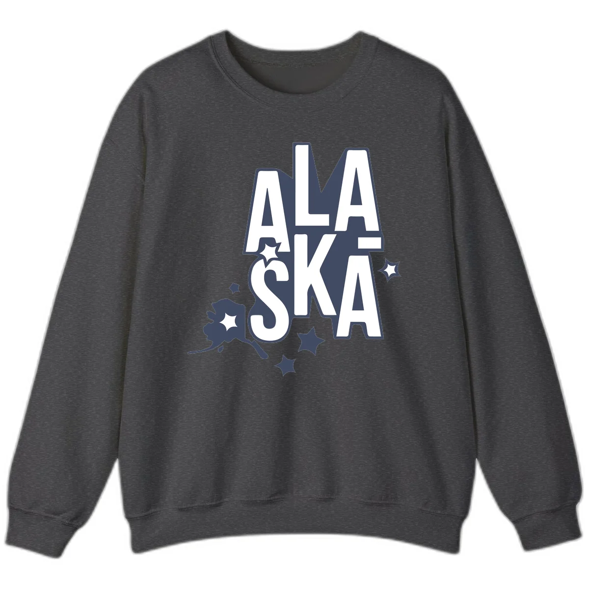 Alaska Bound Adventure Typography Sweatshirt in Dark Heather