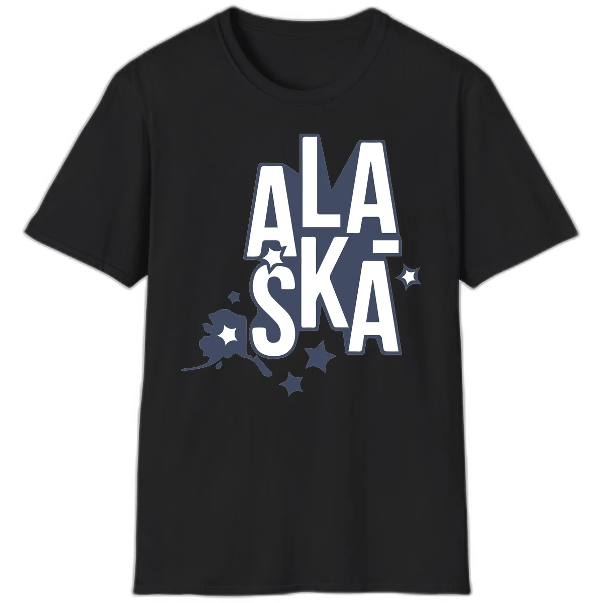 Alaska Bound Adventure Typography T-Shirt in Black