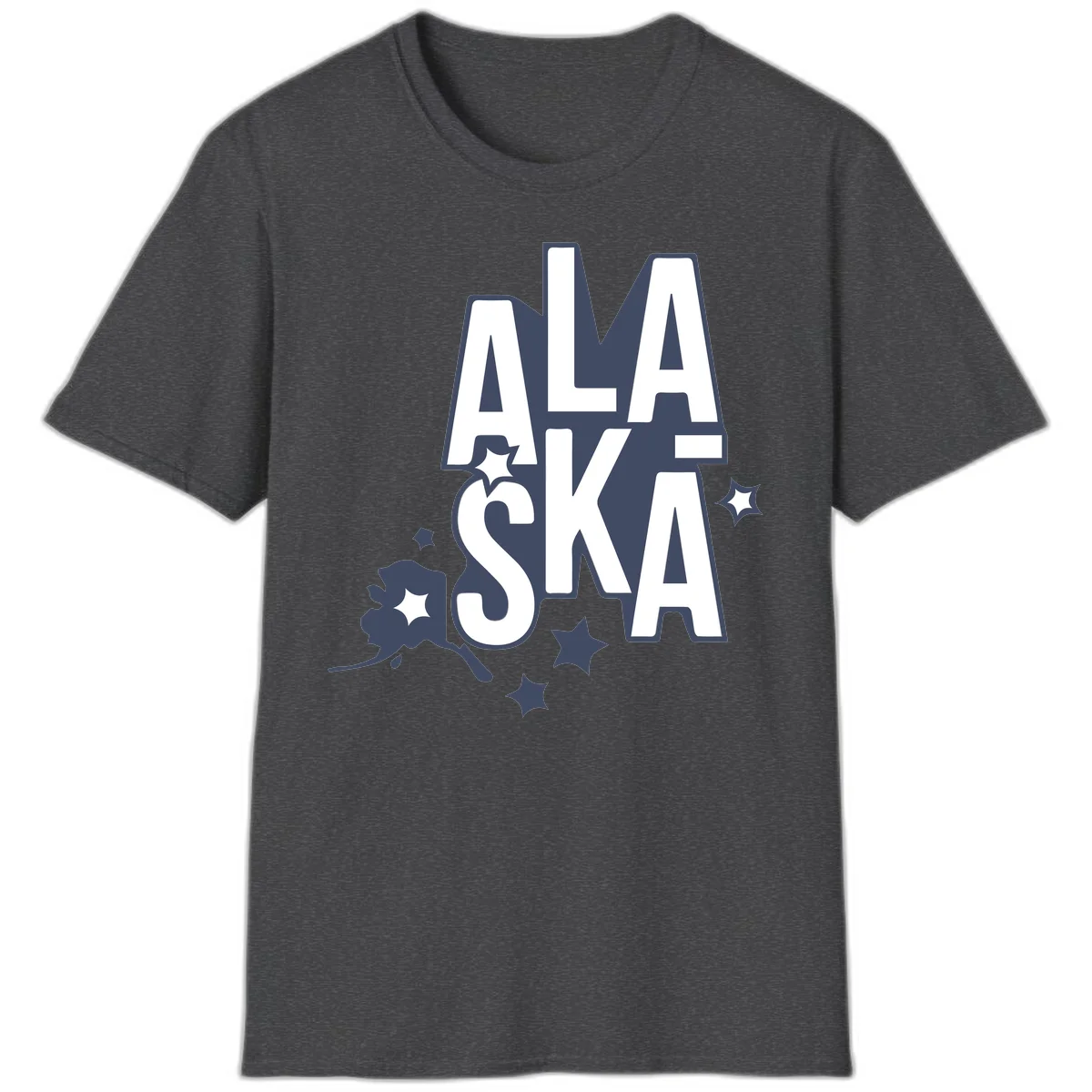 Alaska Bound Adventure Typography T-Shirt in Dark Heather