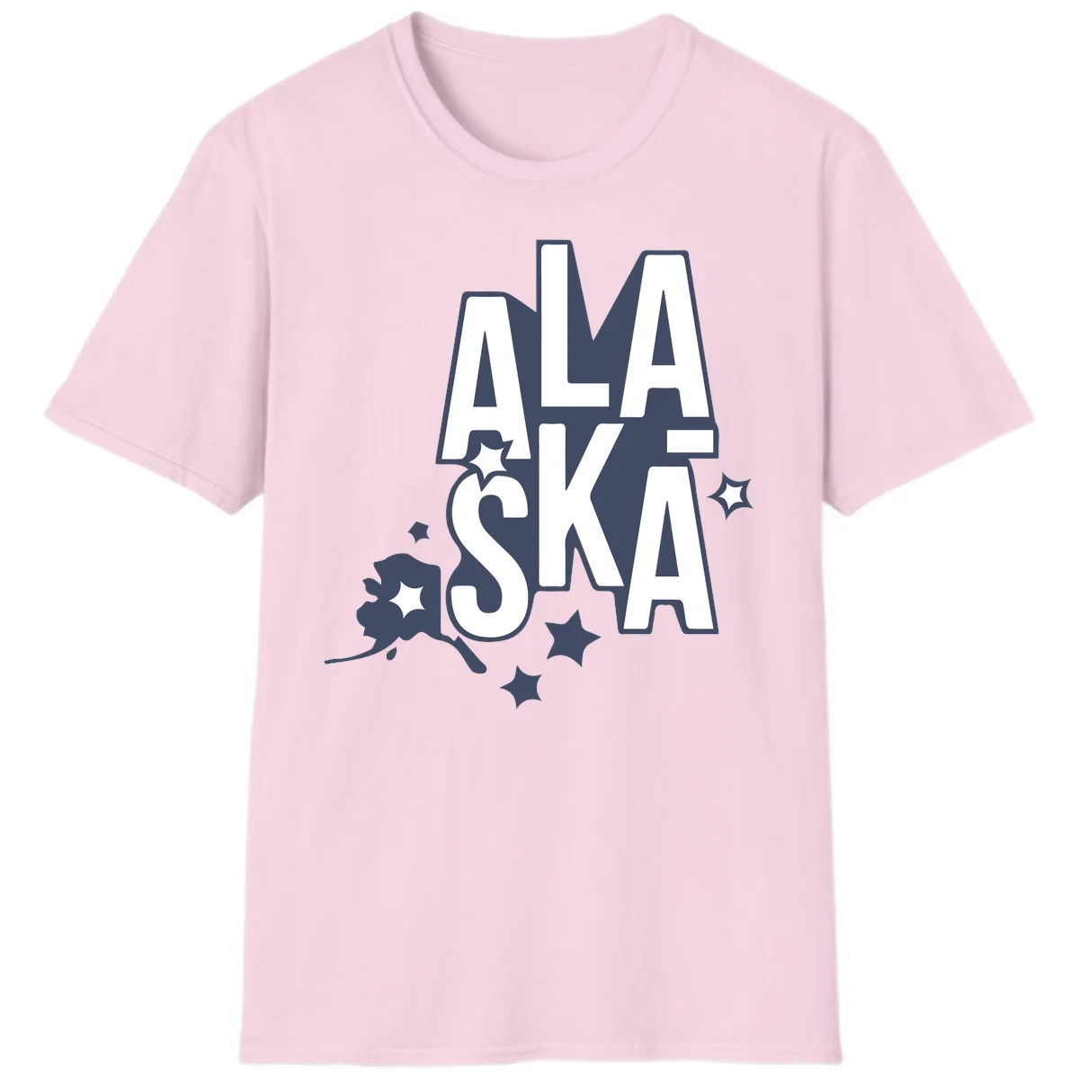 Alaska Bound Adventure Typography T-Shirt in Light Pink