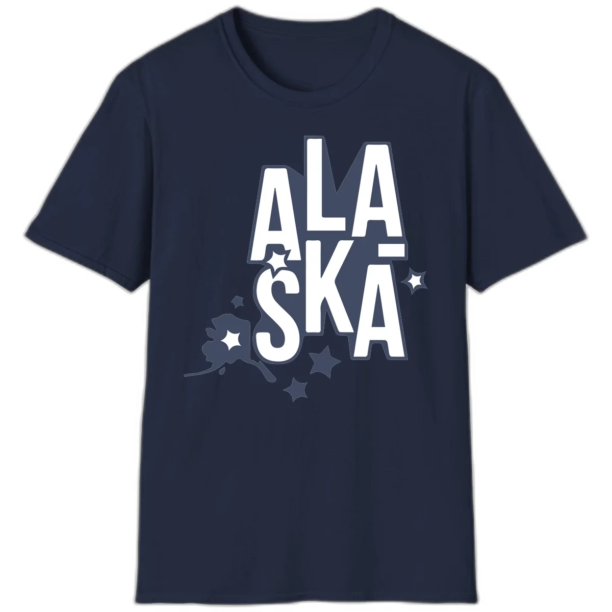 Alaska Bound Adventure Typography T-Shirt in Navy