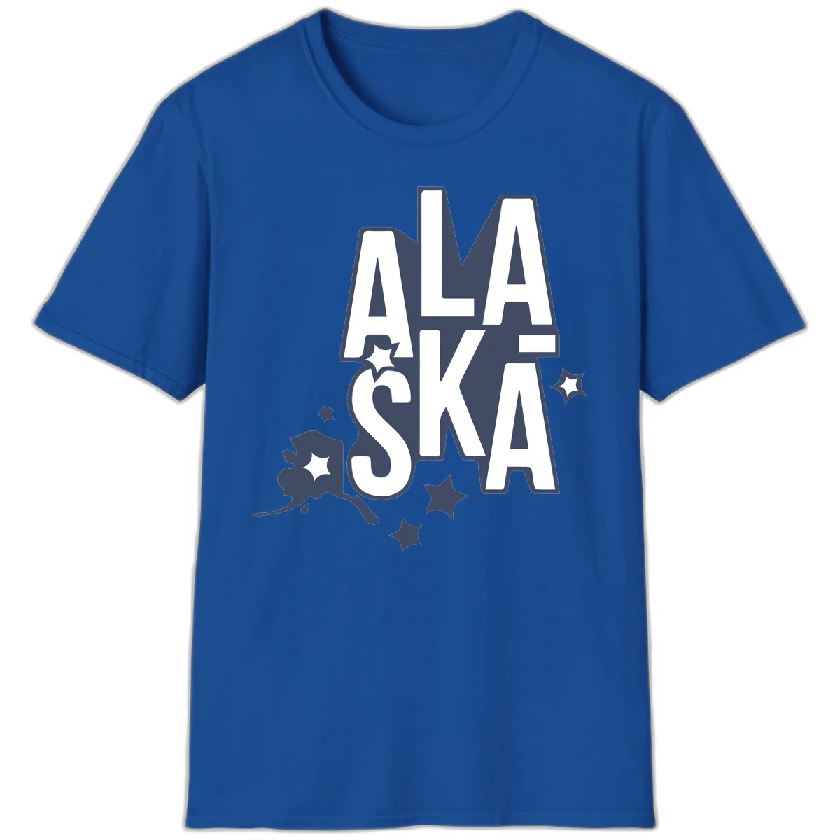 Alaska Bound Adventure Typography T-Shirt in Royal