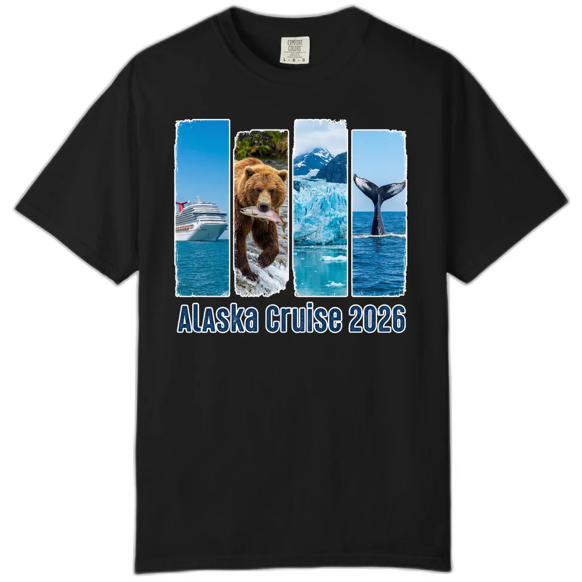 Alaska Cruise 2026 Adventure Panels Comfort Color Tee in Black
