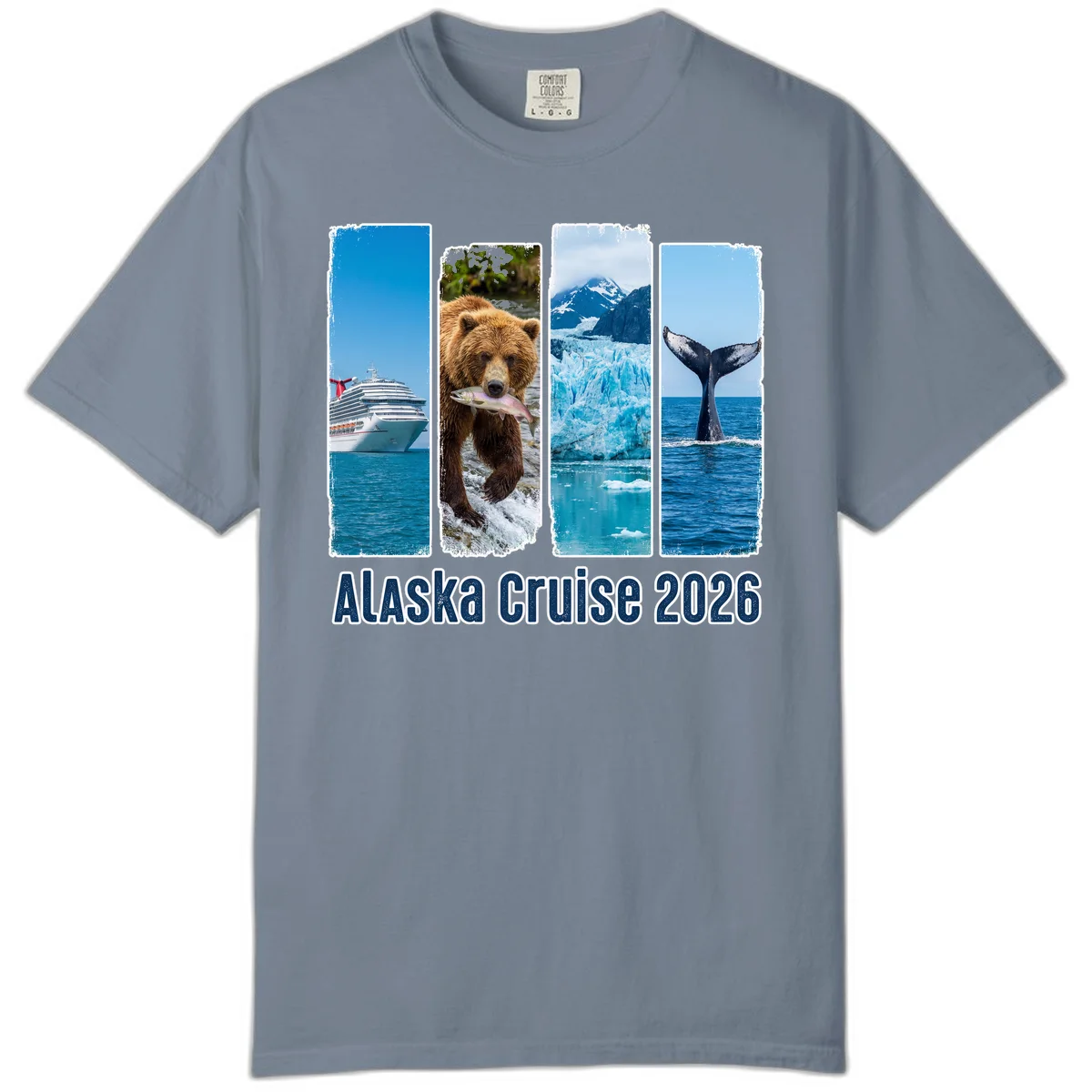 Alaska Cruise 2026 Adventure Panels Comfort Color Tee in Blue Jean