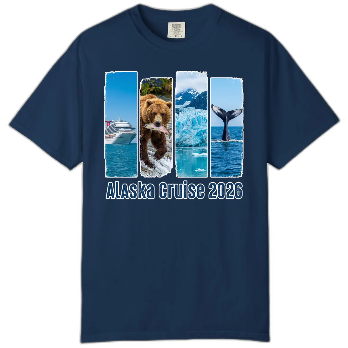 Alaska Cruise 2026 Adventure Panels Comfort Color Tee in Navy