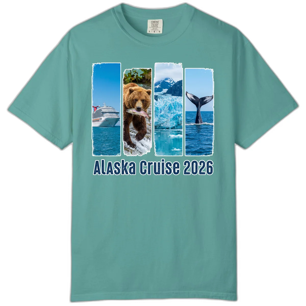 Alaska Cruise 2026 Adventure Panels Comfort Color Tee in Seafoam