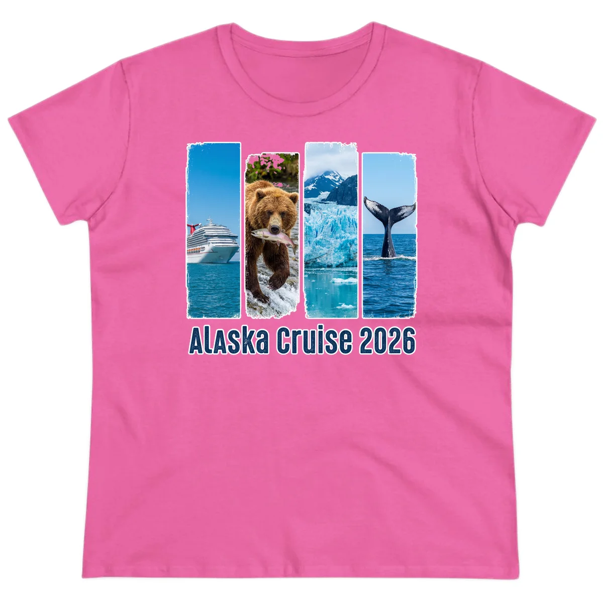 Alaska Cruise 2026 Adventure Panels Ladies Tee in Azalea