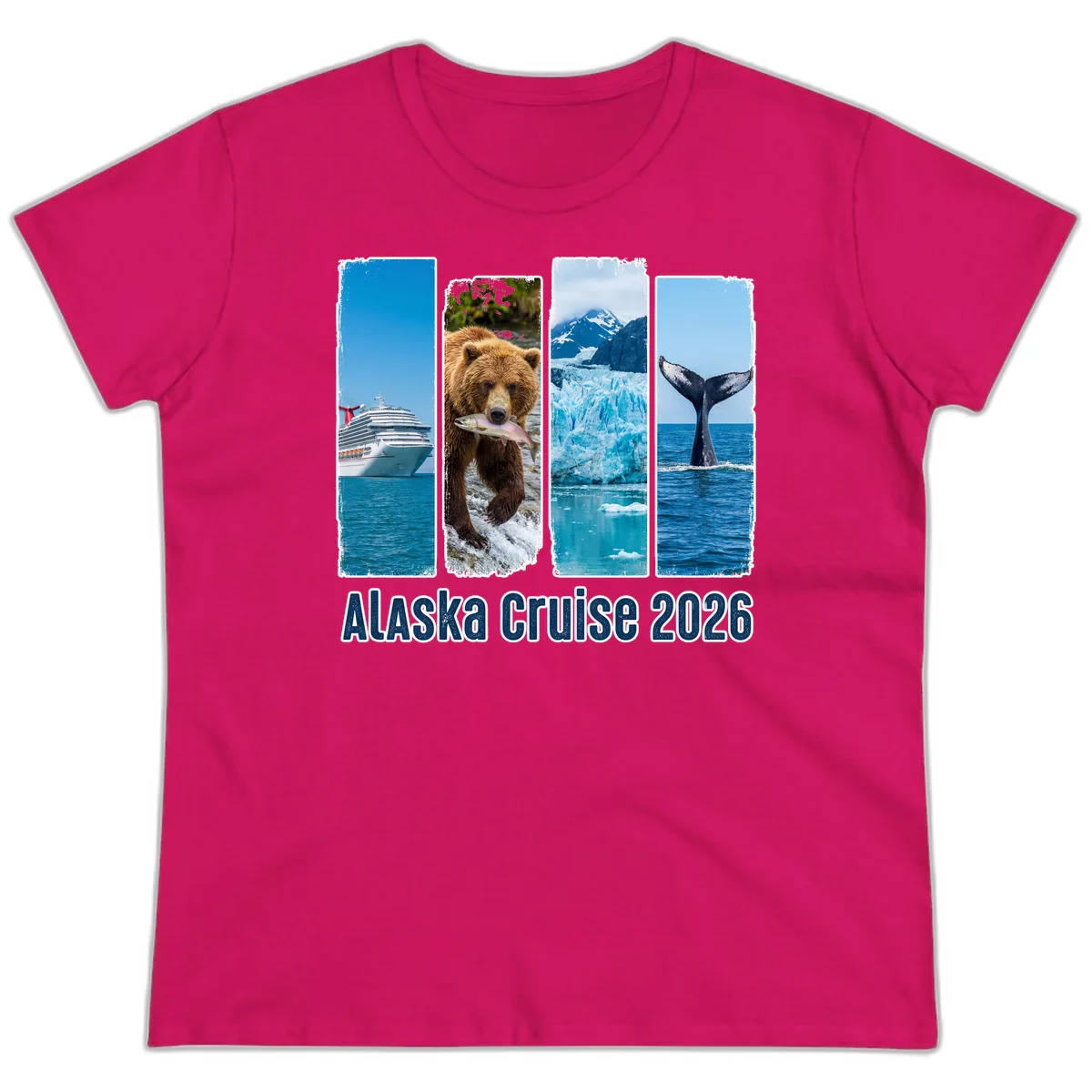 Alaska Cruise 2026 Adventure Panels Ladies Tee in Heliconia