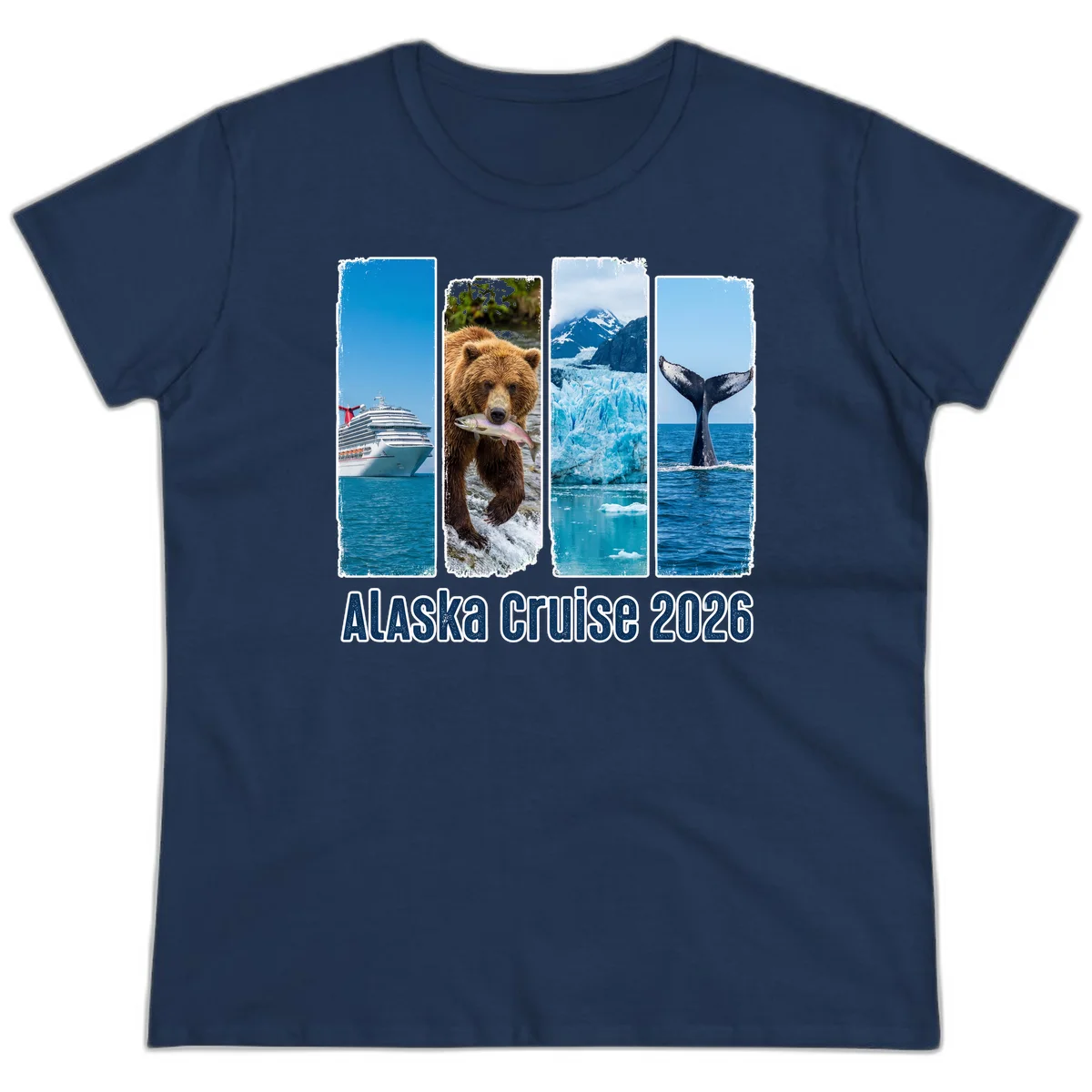 Alaska Cruise 2026 Adventure Panels Ladies Tee in Navy