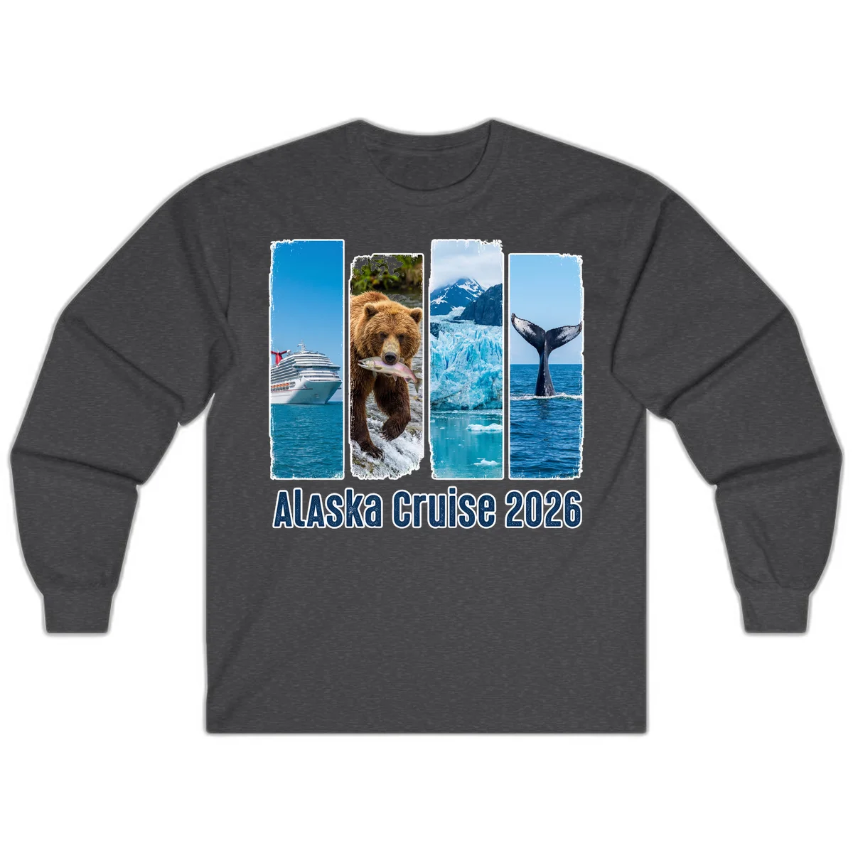 Alaska Cruise 2026 Adventure Panels Long Sleeve Tee in Dark Heather