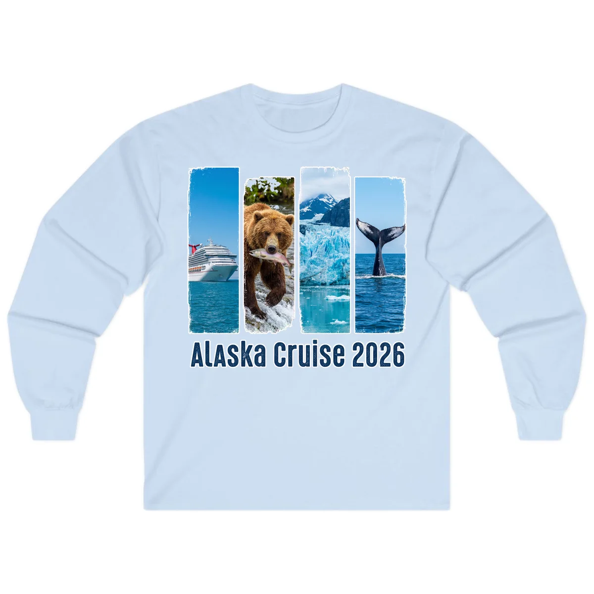 Alaska Cruise 2026 Adventure Panels Long Sleeve Tee in Light Blue