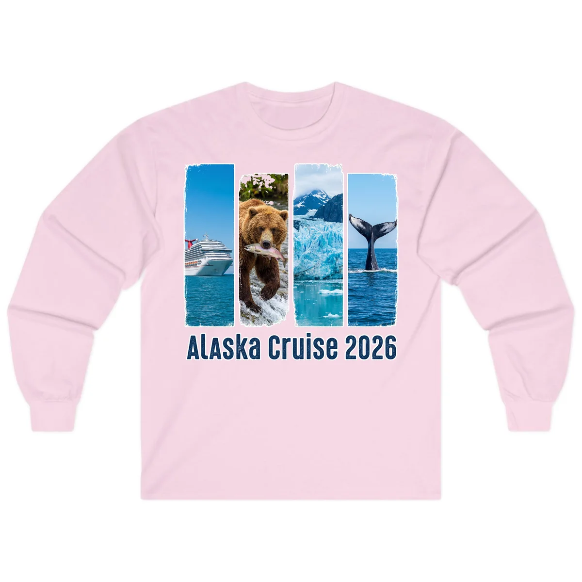 Alaska Cruise 2026 Adventure Panels Long Sleeve Tee in Light Pink