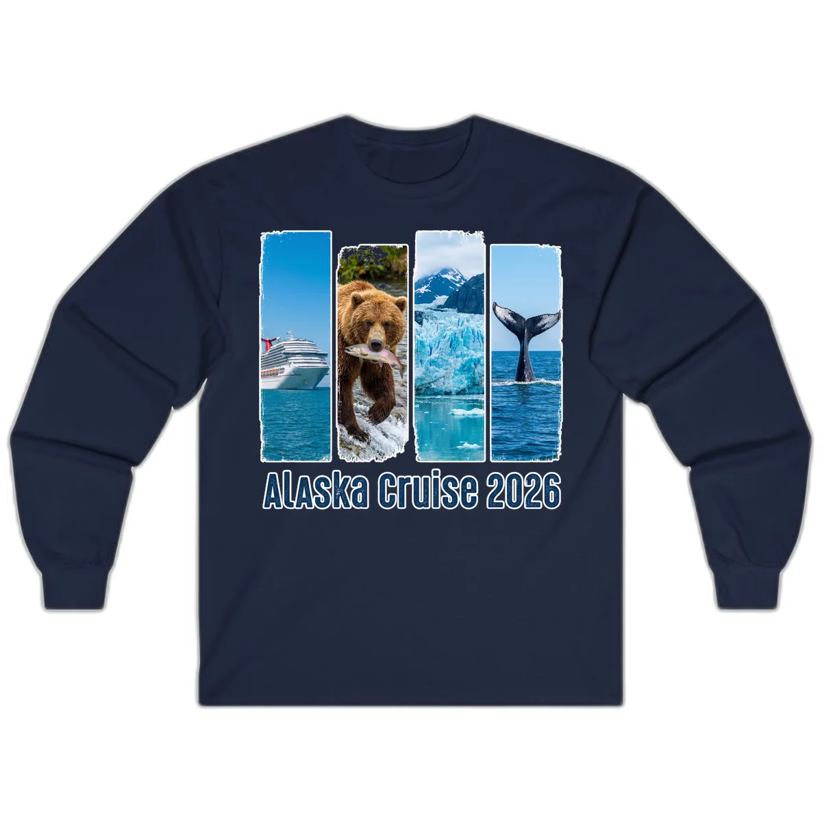 Alaska Cruise 2026 Adventure Panels Long Sleeve Tee in Navy