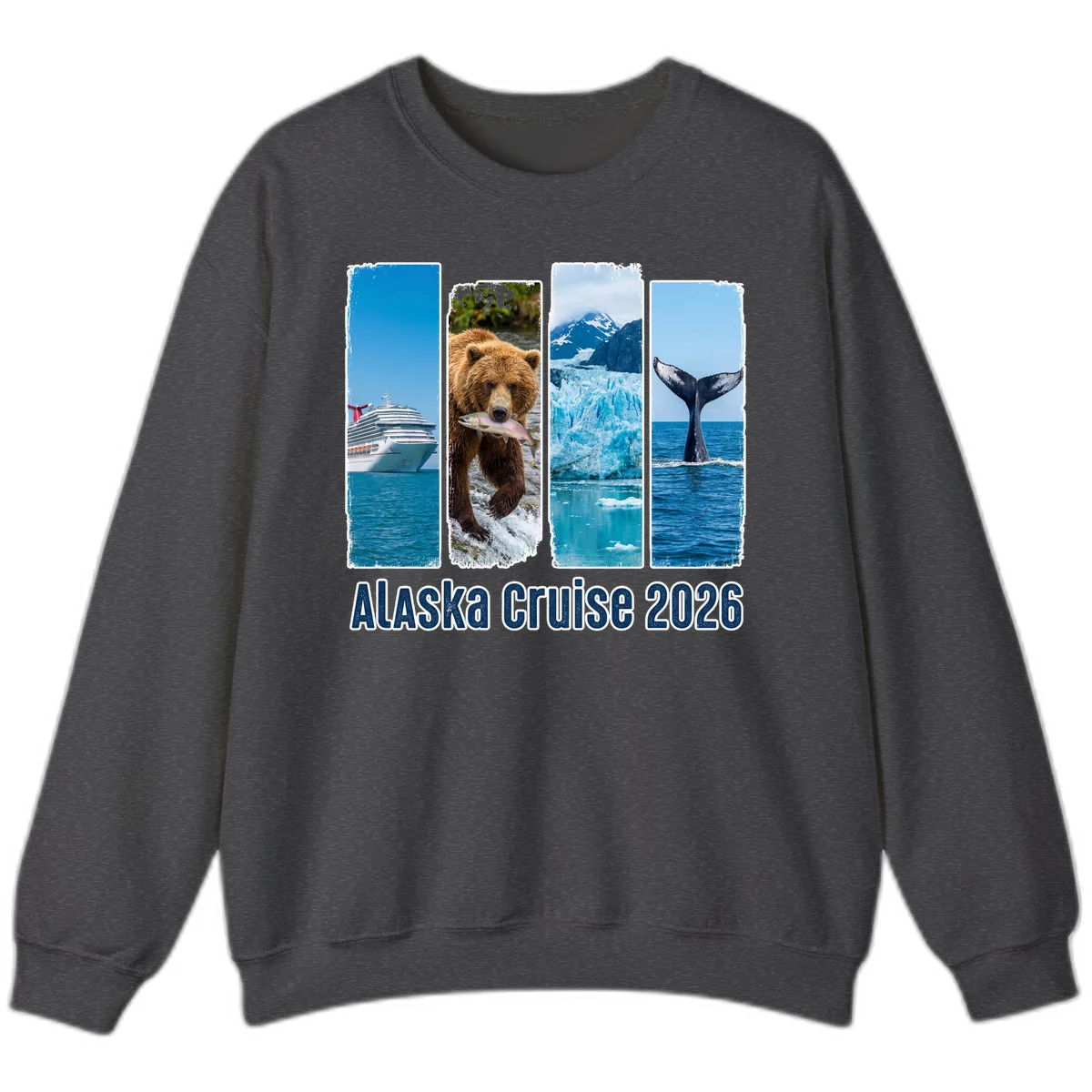 Alaska Cruise 2026 Adventure Panels Crewneck Sweatshirt in Dark Heather