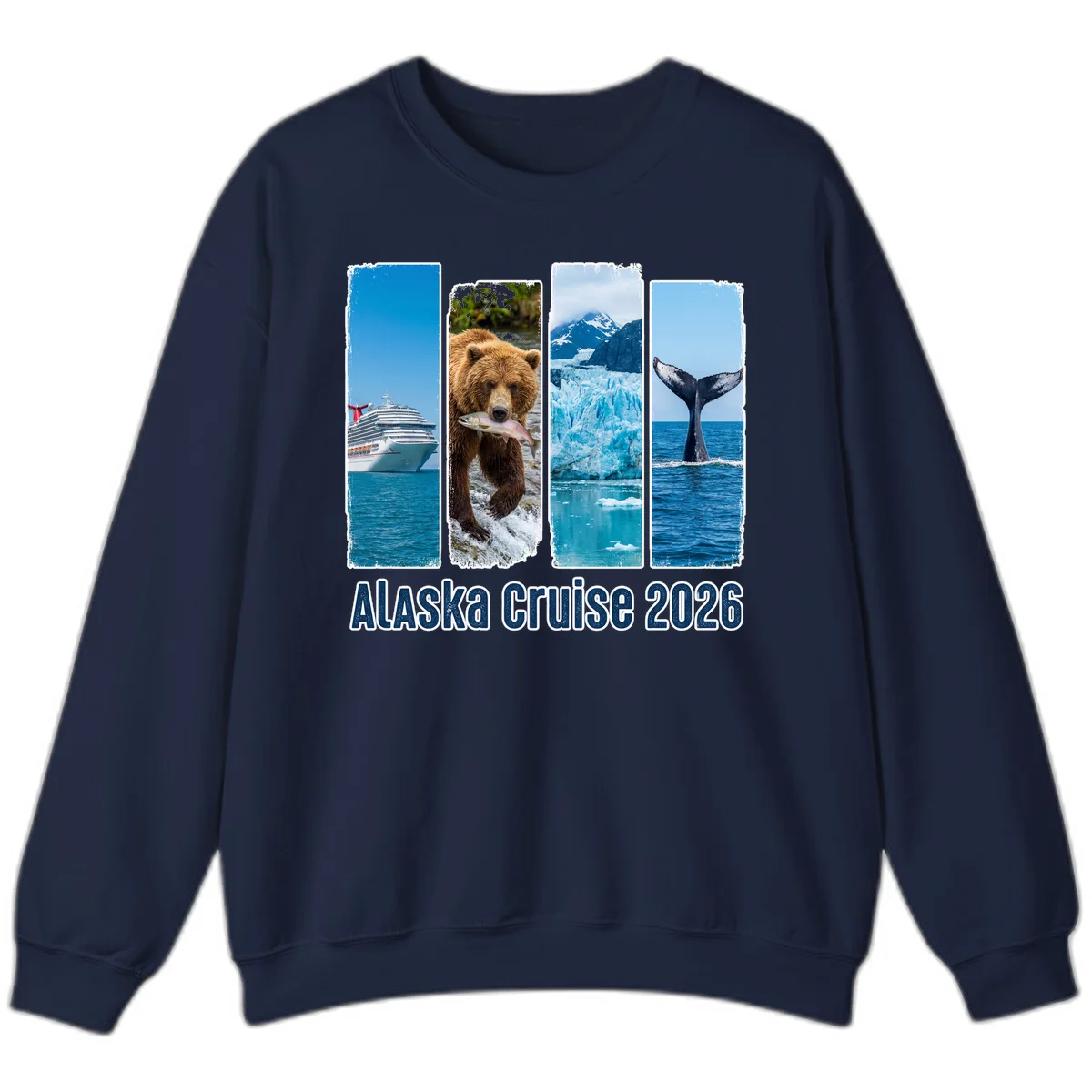 Alaska Cruise 2026 Adventure Panels Crewneck Sweatshirt in Navy