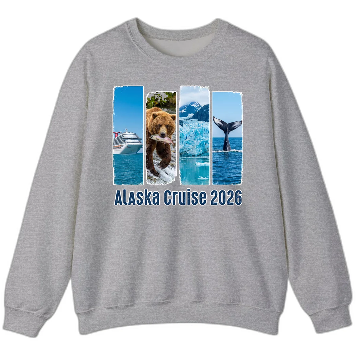 Alaska Cruise 2026 Adventure Panels Crewneck Sweatshirt in Sport Grey