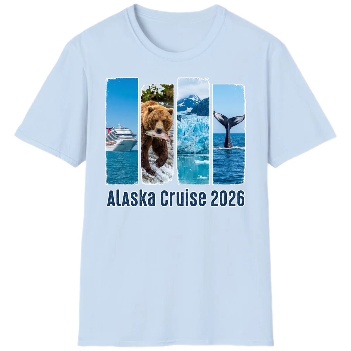 Alaska Cruise 2026 Adventure Panels T-Shirt in Light Blue