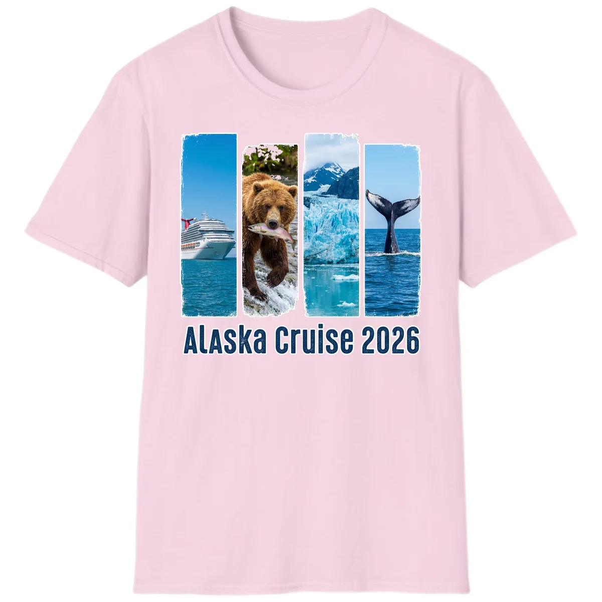 Alaska Cruise 2026 Adventure Panels T-Shirt in Light Pink