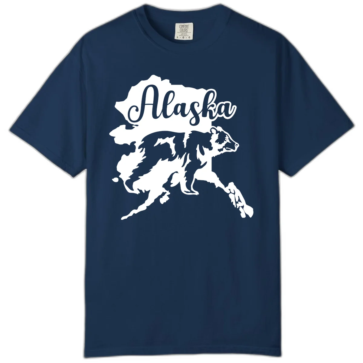 Alaska Bear Map Design Comfort Color in Navy
