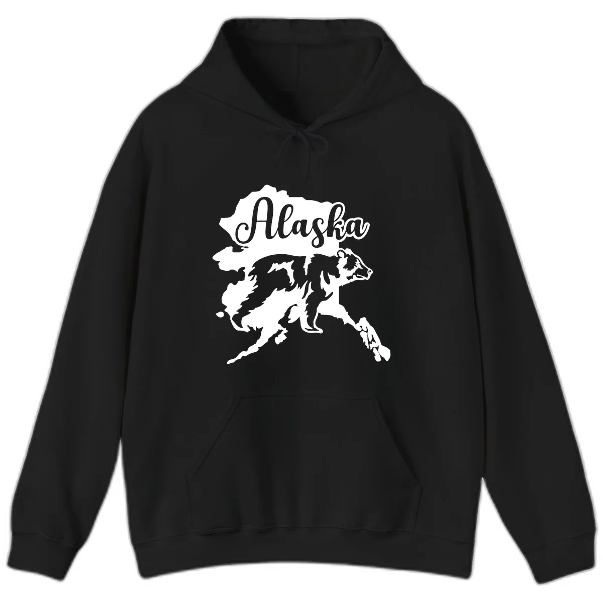 Alaska Bear Map Design Hoodie in Black