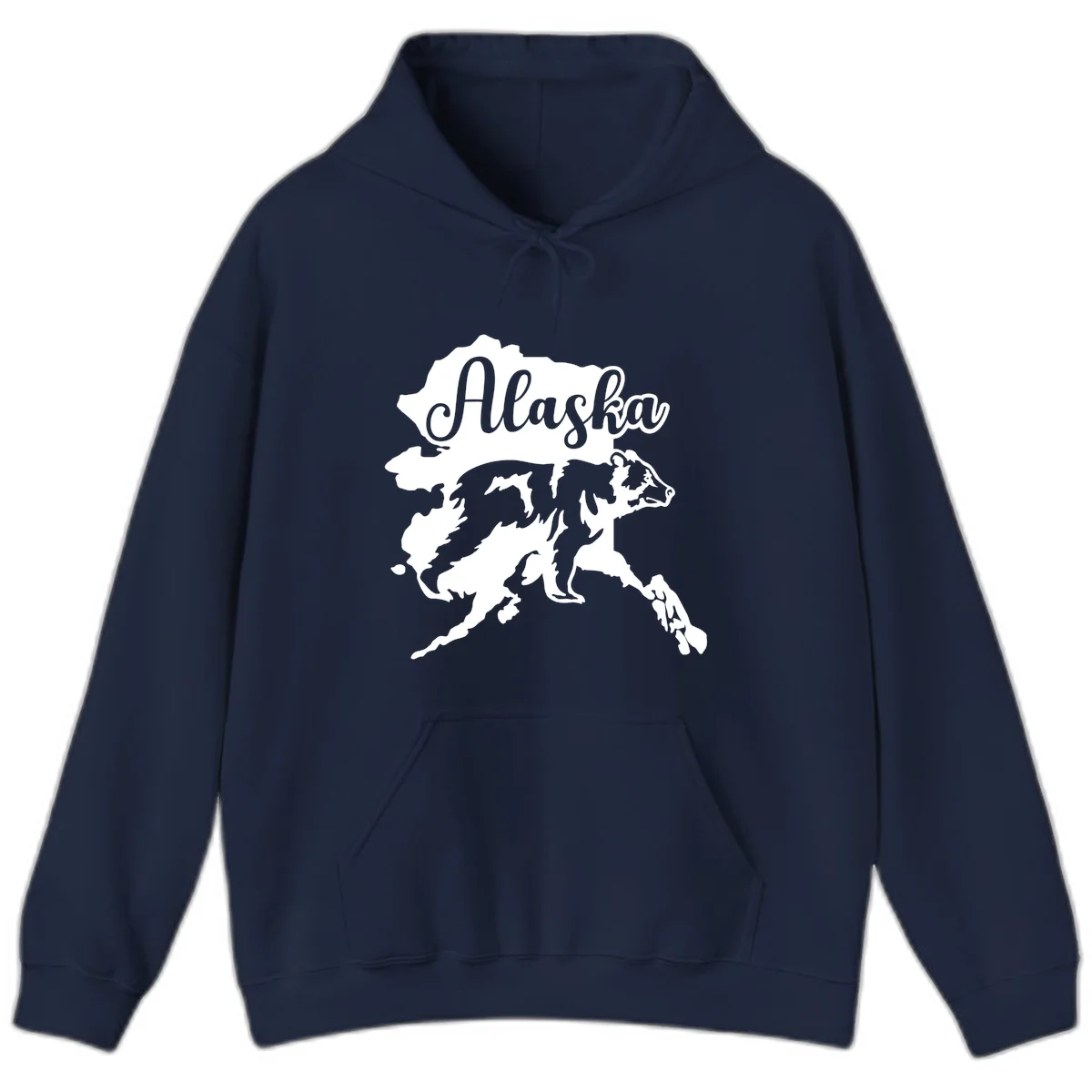 Alaska Bear Map Design Hoodie in Navy
