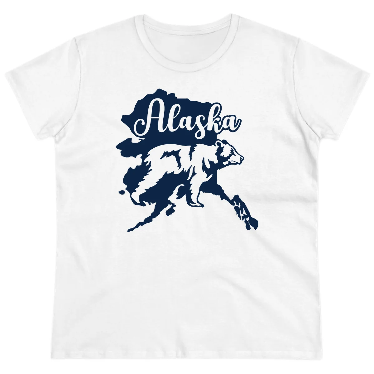 Alaska Bear Map Design Ladies Tee in White