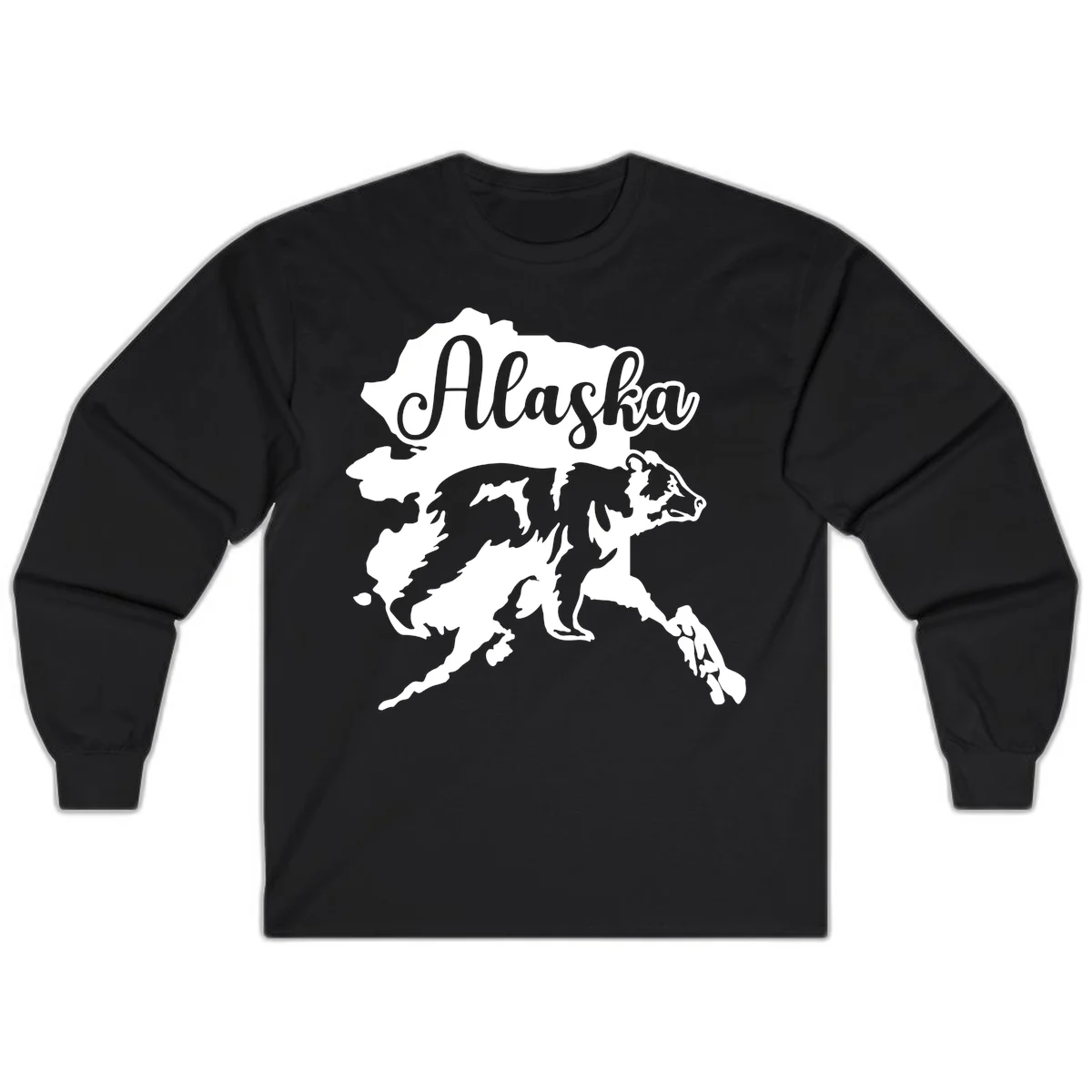 Alaska Bear Map Design Long Sleeve in Black