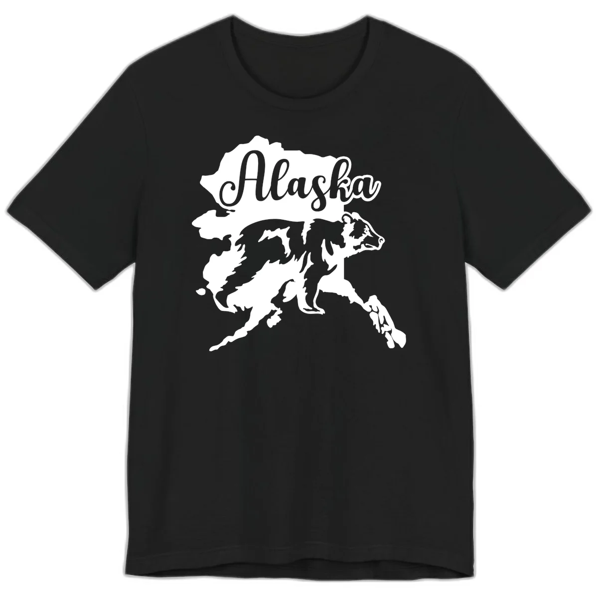Alaska Bear Map Design Premium T-Shirt in Black