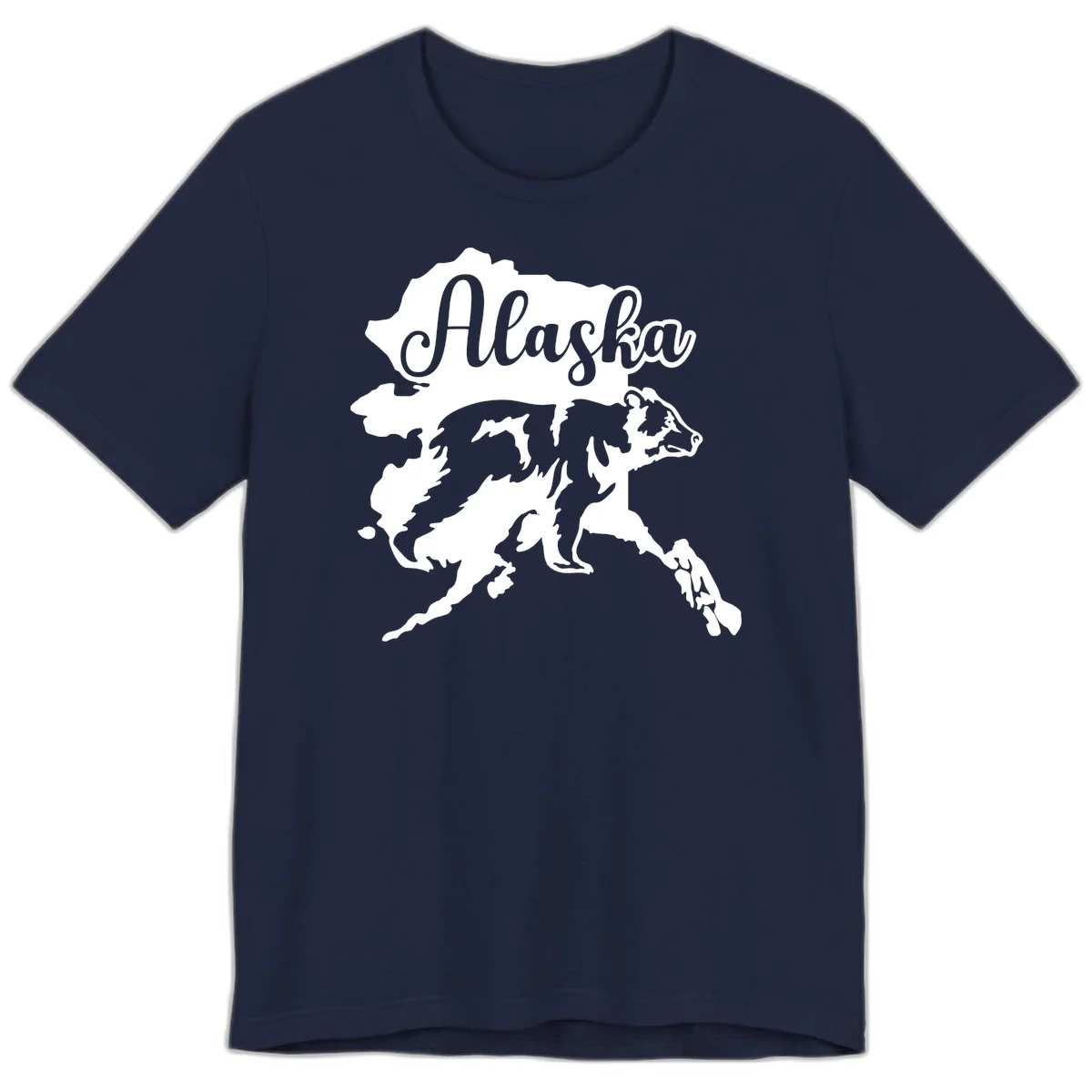 Alaska Bear Map Design Premium T-Shirt in Navy