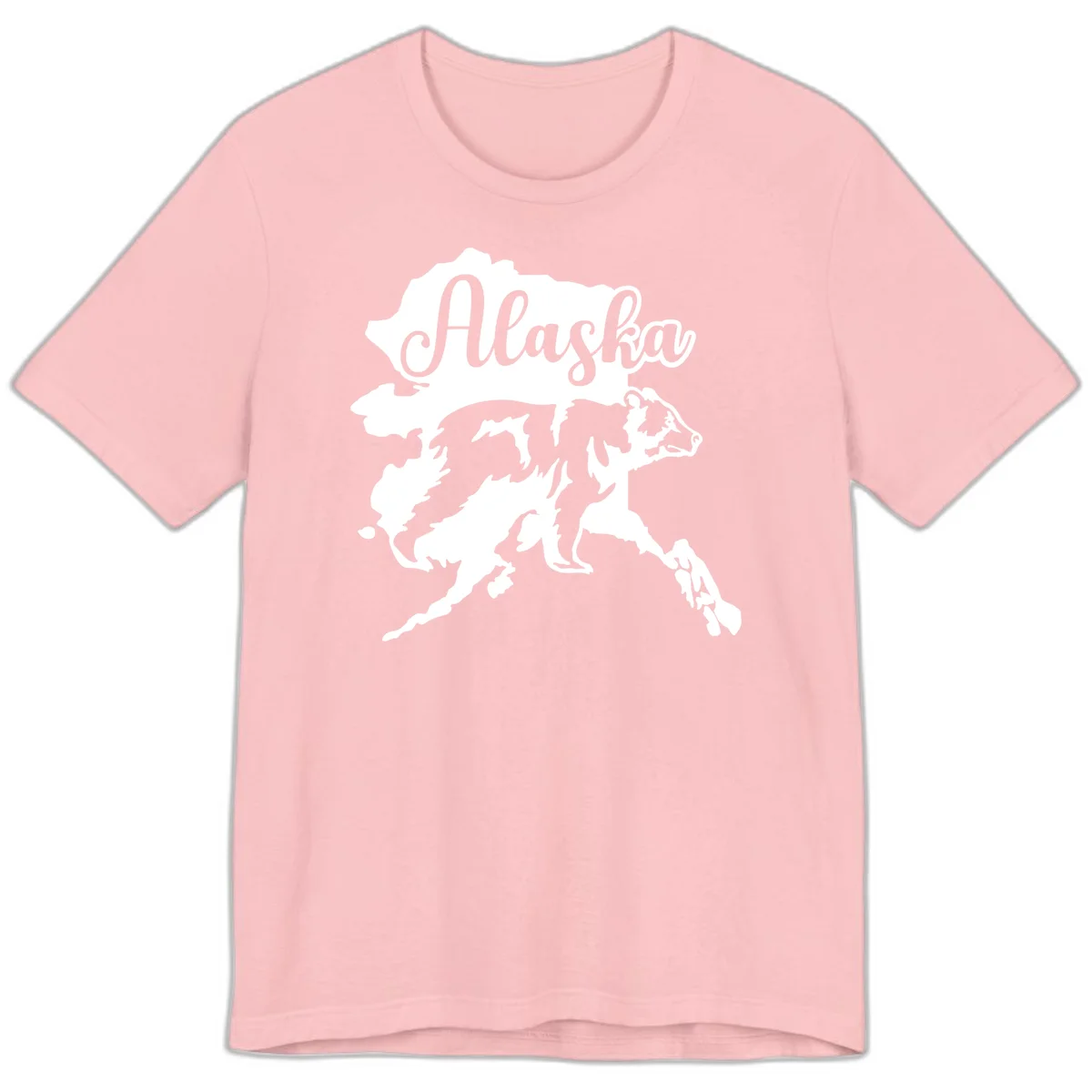 Alaska Bear Map Design Premium T-Shirt in Pink