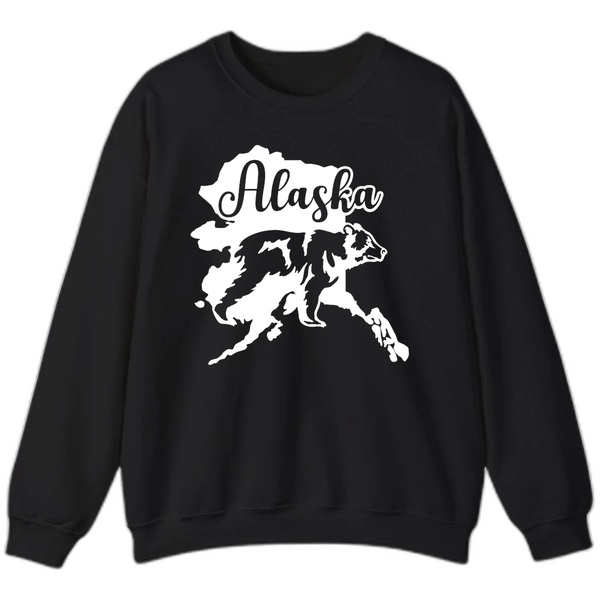 Alaska Bear Map Design Sweatshirt in Black