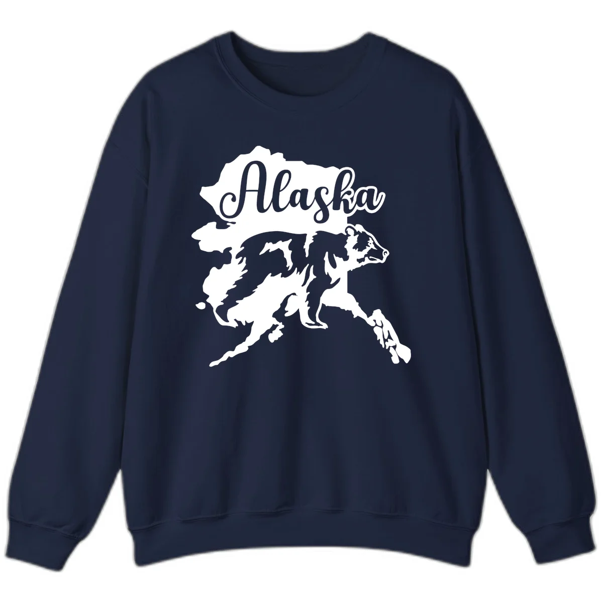 Alaska Bear Map Design Sweatshirt in Navy