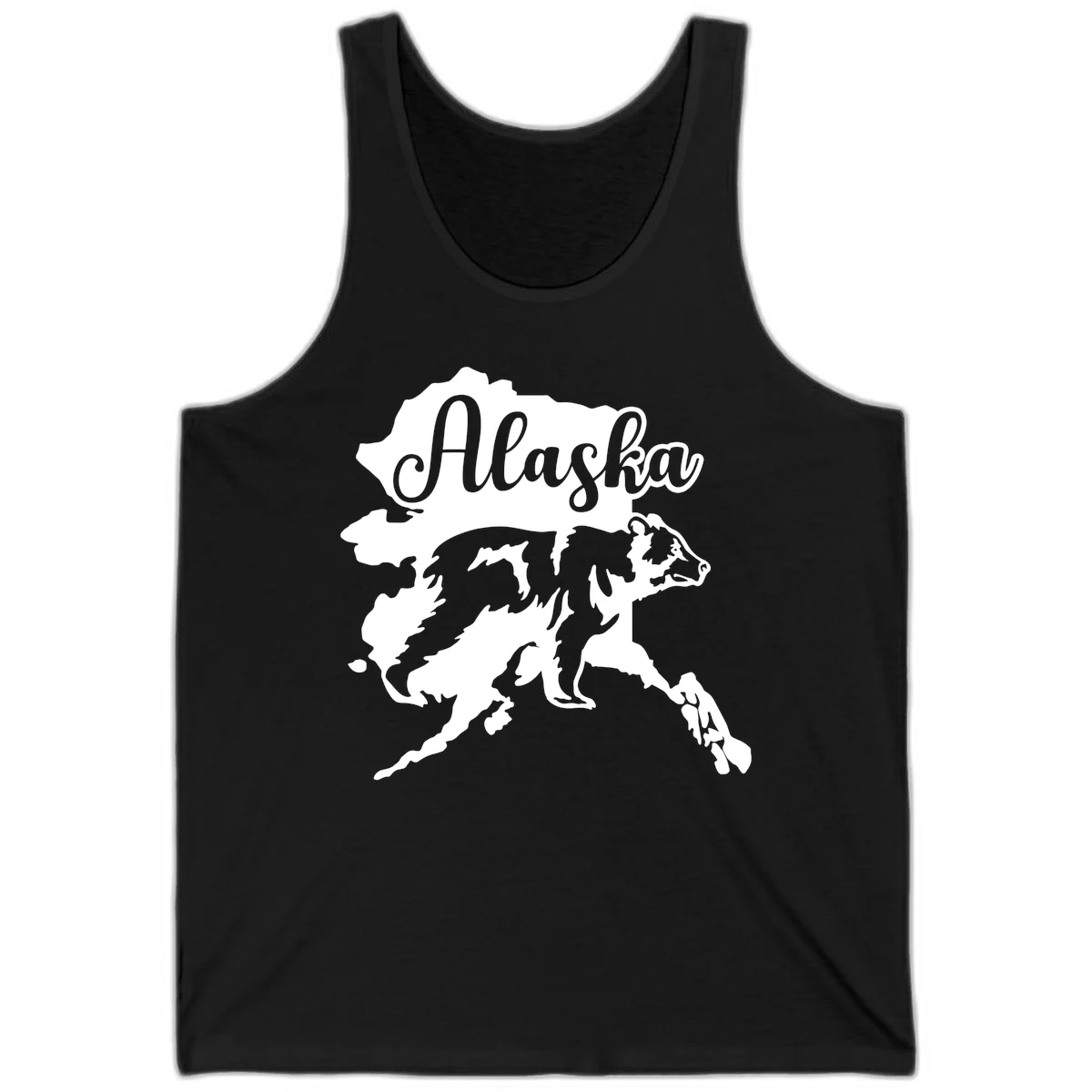 Alaska Bear Map Design Tank in Black