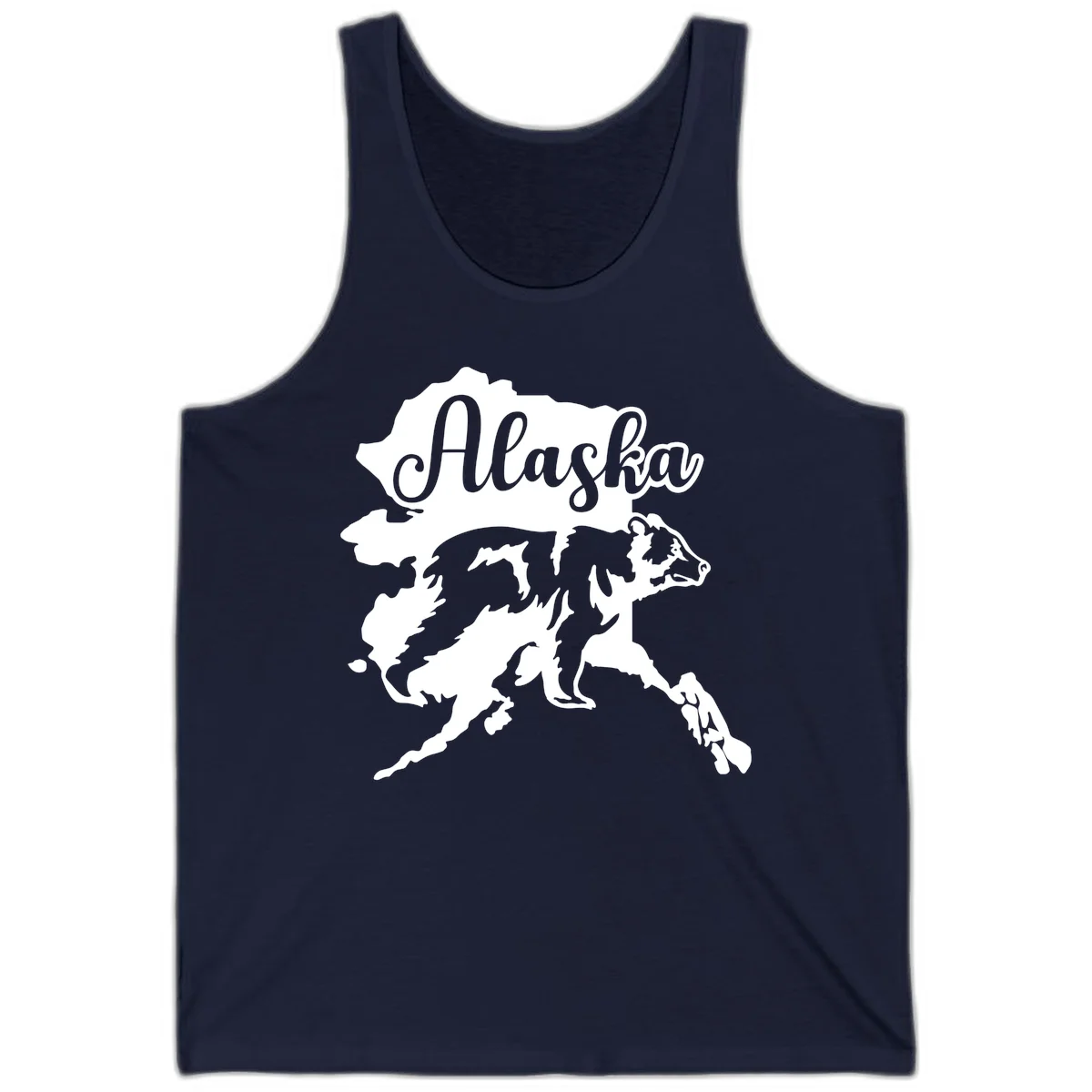 Alaska Bear Map Design Tank in Navy