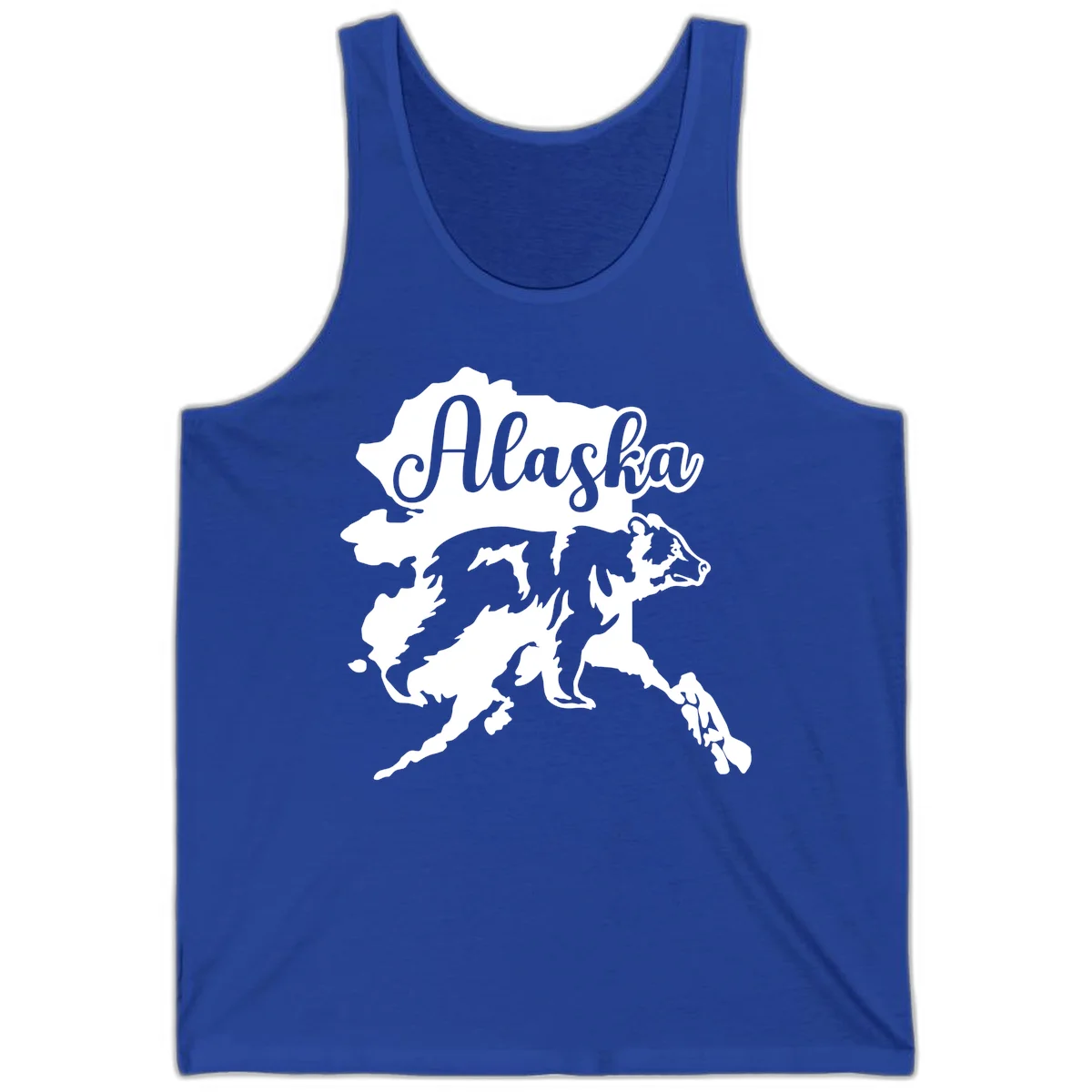 Alaska Bear Map Design Tank in True Royal
