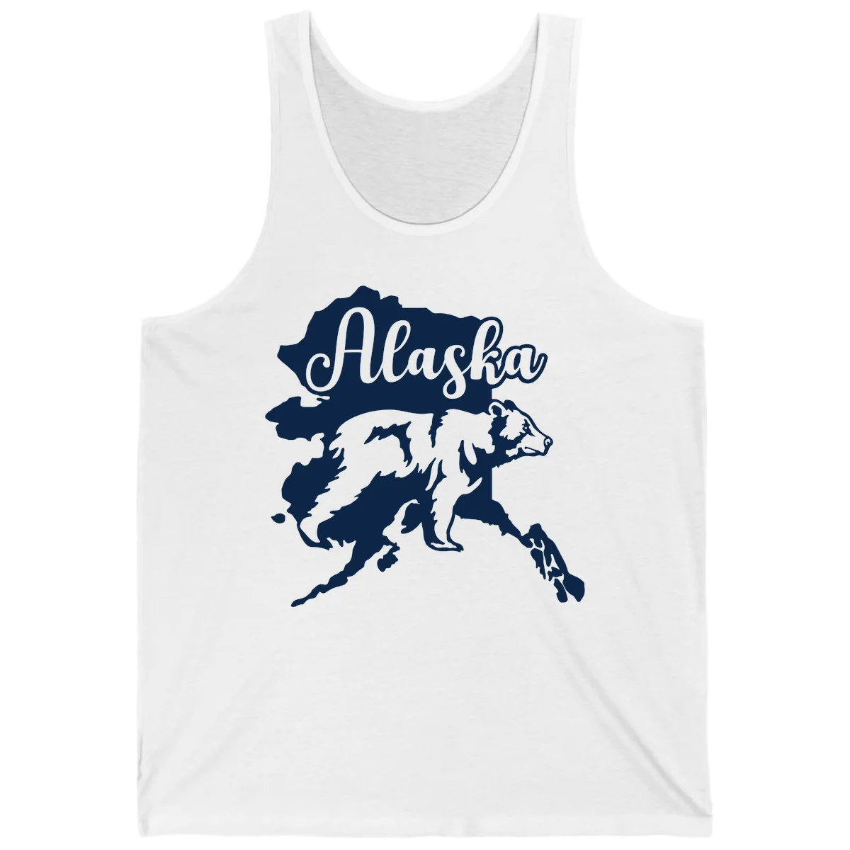 Alaska Bear Map Design Tank in White