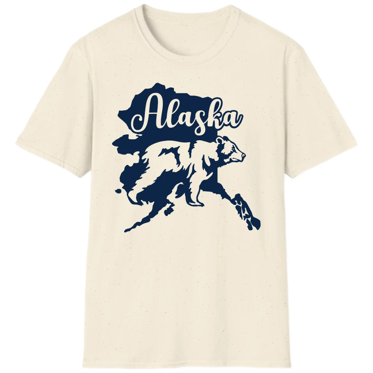 Alaska Bear Map Design T-Shirt in Natural